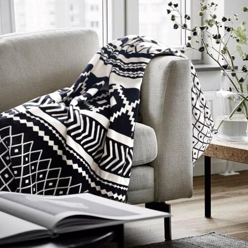 Throw blanket 100%Cotton Knitting blankets for beds Nordic Modern Simple White Black Air-condition Sofa Bedding soft blanket