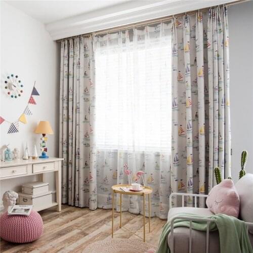 Thick Luxury Children Curtain Sailboat Fish Printed for Living Room Bedroom Home Decoration Modern Blackout Curtains