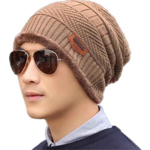 SANDMAN Add Wool Cotton Warm Winter Hat Knit Cap Winter Hats For Men Women Knitted Hat Fur Beanies Knit Hat Skullies