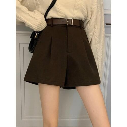 Autumn Winter Shorts New High Waist Casual Shorts Womens Loose Wide Leg Shorts