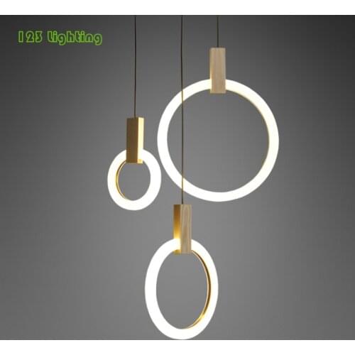 Ring Hotel Hall LED Chandeliers Foyer Dining room Pendant Lamp Loft Decoration Suspension Luminaire Nordic Hanging lights