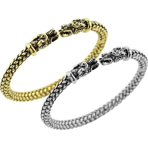 Viking Bracelet and Bangle Wolf Head Bracelet For Men and Women Talisman Jewelry