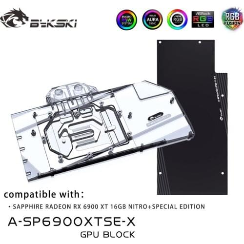 Bykski GPU Water Block For Sapphire Radeon RX6900XT NITRO+Special Edition GPU Cooler,With Backplate VGA Block A-SP6900XTSE-X