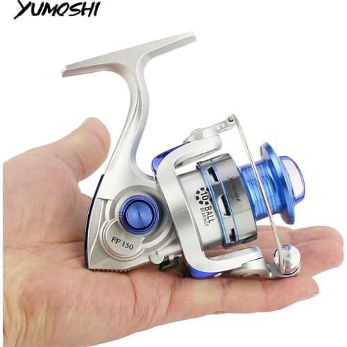 YUMOSHI Mini Metal Spool Spinning Reels Saltwater 10BB 5.2:1 Fishing Reel Coil Fishing Accessories Sea Stainless Steel Handle