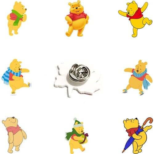 Disney Creative Design Lapel Pin Pooh Play Model Acrylic Resin Cartoon Cartoon Funny Accessories Jewelry Gifts For Friends