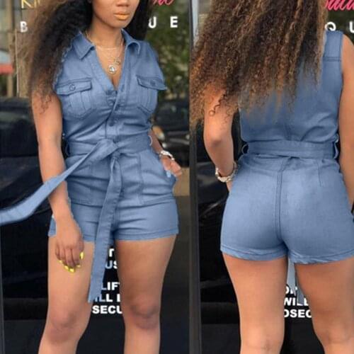 Womens Large Hole Denim One Piece Shorts Jumpsuits Casual Elegant Overalls Shorts Jumpsuits Rompers Jean Tempérament Jeans