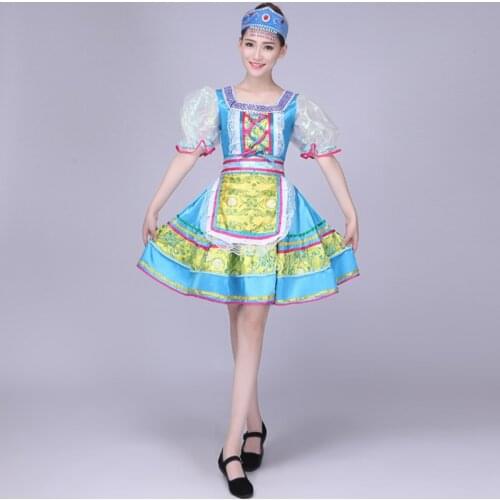 Adult women blue classical traditional russian costume dance costumes dress european dance costumes folk dance costumes ladies
