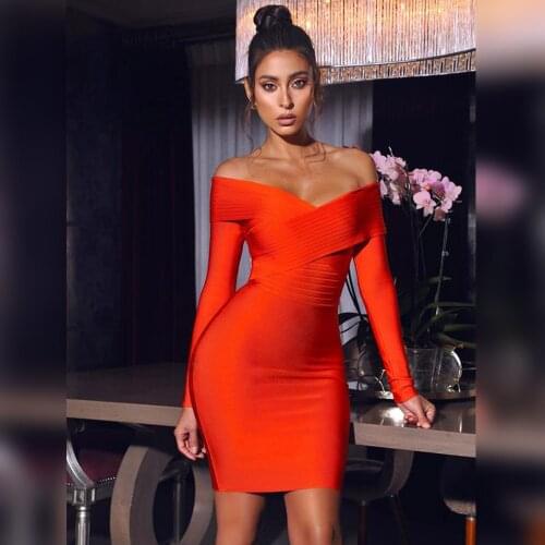 Women Slim Off the Shoulder Long Sleeve Pencil Dress