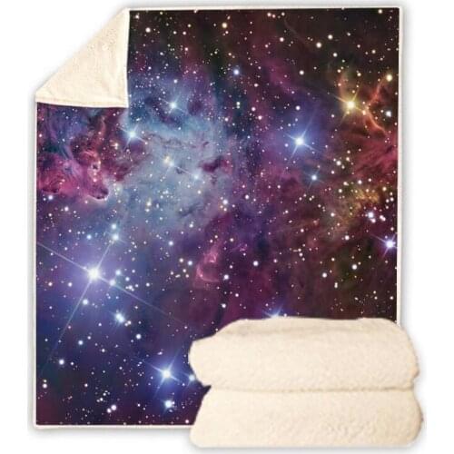 Starry Sky Galaxy Funny Character Blanket 3D Print Sherpa Blanket on Bed Home Textiles Dreamlike Style 11