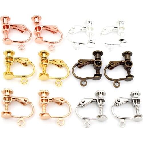 10pcs 15*13mm Brass Screw Ear Clip Earring Settings Rotate Pads Earring Findings Base Blank Bezel For Jewelry Making Supplies