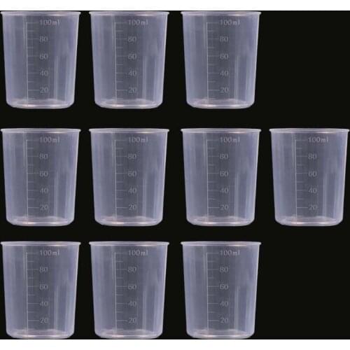 10Pcs Measuring Cups Transparent For Kitchens Laboratories Light Weight 100ml Baking Liquid Beaker Kitchen Bar Measurement Tool