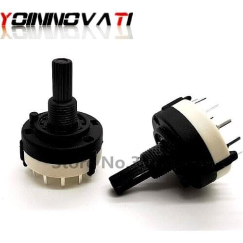 10PCS RS26 Plastic 4 Pole 3 Position Rotary Band Switch 2 Pole6 Position 1 Pole12 Position Handle Length 21MM Axis Band Switch