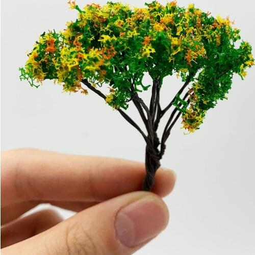 2PCS 65mm Handmade Metal Wire Model Trees 1/87HO Scale Model(Flower)Trees Miniature Landscape Model Train Railway Layout Scenery