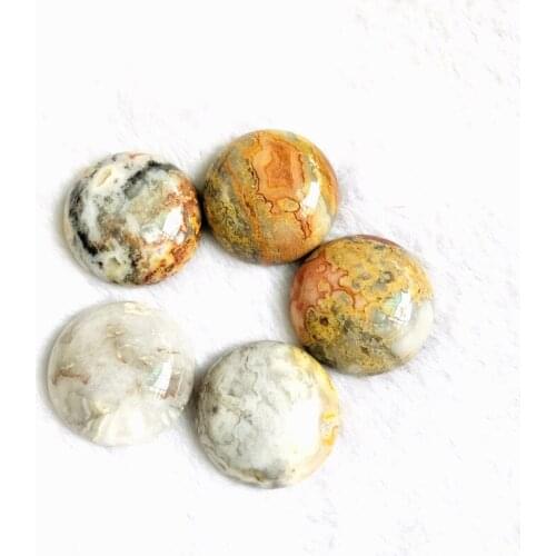 5pcs/lot Natural Crazy Agates Stone Bead Cabochon 25mm Round Gem Stone Ring Face Cabochon for Jewelry