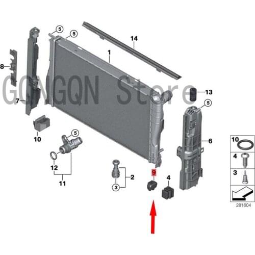 CAR Water Tank Frame Rubber Pad bm wE90 320I N46 E90 325I N52 E90 330I Water Tank Frame Water Tank Side Bracket