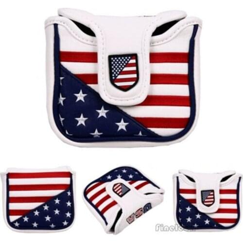Golf Putter Cover Mallet Headcover PU Waterproof Magnetic Pattern Golf Club Covers Blade USA Flag Eagle US Square Shape Putter