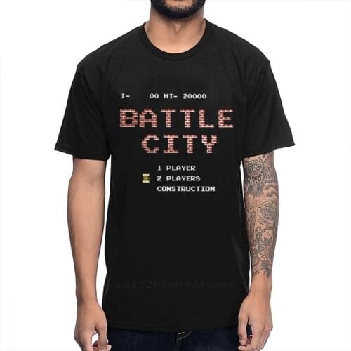 Natural Cotton Old School Game Battle City T Shirt Casual For Men Homme Tee Shirt Plus Size Guys Punk Designer Streetwear
