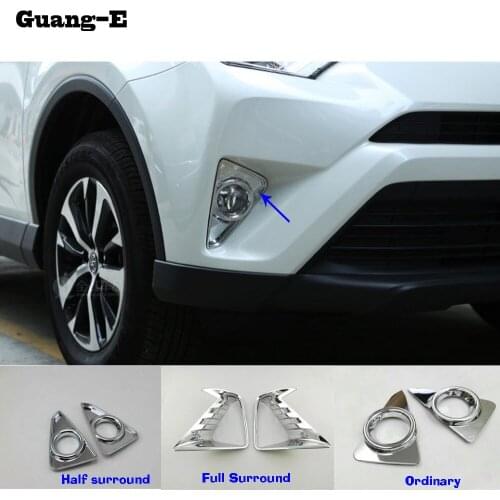 Car Body Head Front Fog Light Lamp Frame Stick ABS Chrome Cover Trim Parts Exterior Molding Part For Toyota RAV4 2016 2017 2018