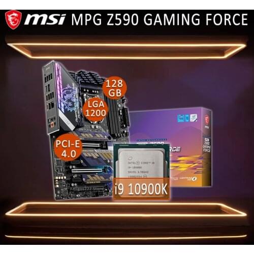 MSI MPG Z590 GAMING FORCE Gaming Motherboard With Intel Core i9 10900K Motherboard Combo i9 DDR4 Intel Z590 Gaming Placa-mãe New