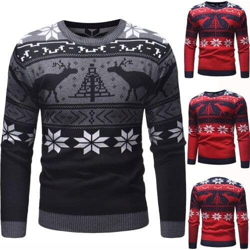 Foreign trade mens autumn polygon sweater mens long-sleeved sweater christmas clothes ropa de hombre 2018 M-XXL