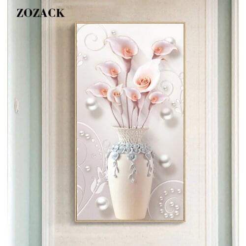 Chinese Cross stitch Kits Embroidery Needlework Sets 11CT Calla Lily Vase Patterns Silk Cotton Thread Painting DIY DMC Home Dec