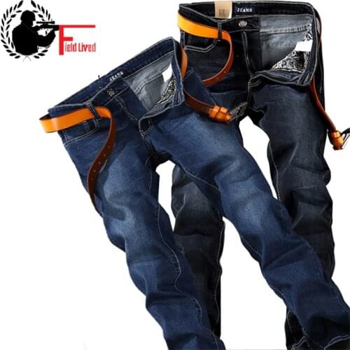 Plus Size big 40 42 44 46 48 Men Jean Straight Fit Brand Stretch Denim Pants 2020 Fashion Blue Black Stretch Jeans Trouser Male