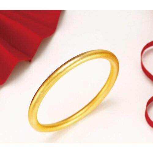 MxGxFam 2019 Hot Dumb Bangles ( 6 mm ) and Bracelets for Women Pure Gold Color 19 cm Fashion Jewelry