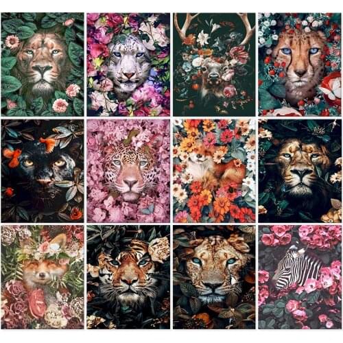 PhotoCustom Animals Paint By Numbers Kits Deer Oil Painting By Numbers On Canvas Frameless 60x75cm Hand Painting DIY Home Decor