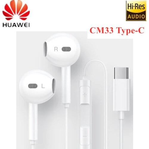 HUAWEI Original CM33 Earphone USB Type C In Ear Hearphone Headset With Mic HUAWEI Mate 10 Pro P10 P20 P30 Pro Note 10 Honor 9 10