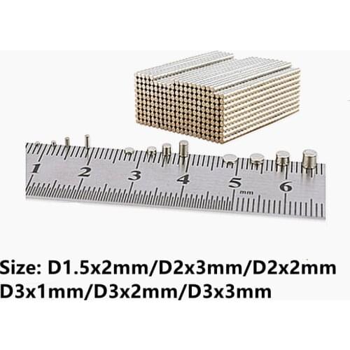 100PCS N50 Neodymium Small Magnets Rare Earth Round Supper Strong Magnetic Disc 1.5X2MM 2X2MM 2X3MM 3X1MM 3X2MM 3X3MM