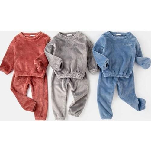 Boy Pajamas Set Home Suit Winter Suit Velvet Comfortable Childrens 2-Piece Set Warm Clothes Girls Sleepwear Pijamas