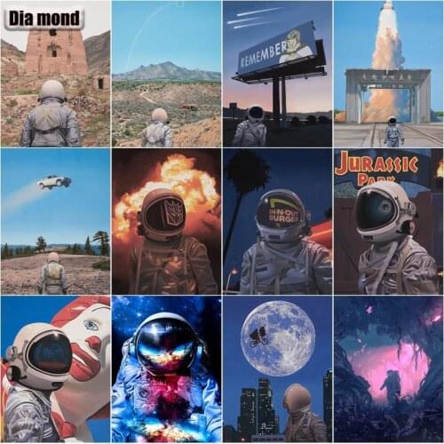 Full Square/Round Diamond Painting Outer Space Scenery Diamond Embroidery Astronaut Mosaic Cross Stitch Home Art Decoration