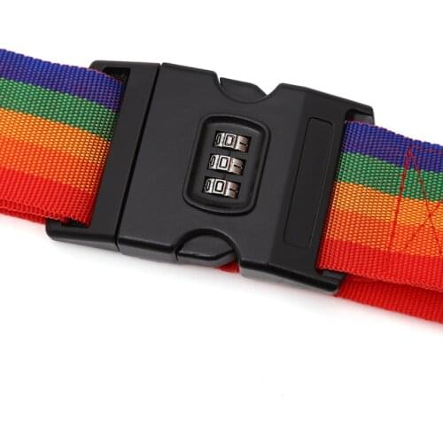 Luggage Strap Cross Belt Packing Adjustable Travel Suitcase Nylon 3 Digits Password Lock Buckle Strap Baggage Belts