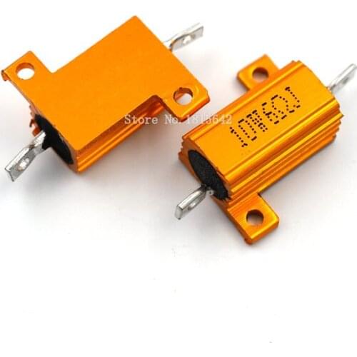 2PCS RX24 10W 6R 6RJ Wire Wound Resistor Metal Shell Aluminium Golden Resistor 10Watt 6 ohm Heatsink Resistance