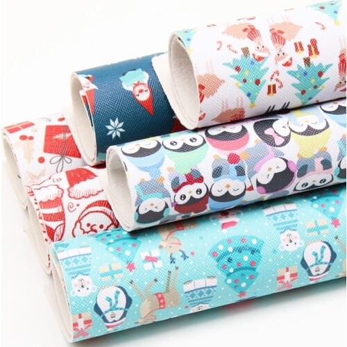 22cm *30cm Christmas Vinyl Sheet Reindeer Faux Leather Fabric For Bows Making Handmade Festival Party Gifts Decorative Supplier