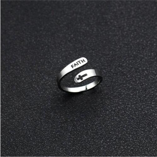 FAITH Letter Rings for Women Men Open Finger Ring Believer Couple Jewelry Lovers Gift YLQ9700