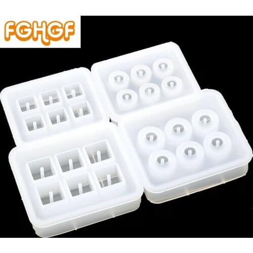 Resin Beads Silicone Mould Square Round Ball 6 Hanging Holes Epoxy Jewelry Accessories DIY Tool Bracelet Necklace Decor Molds