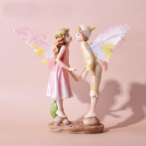 Nordic Creative Resin Cartoon Moon Flower Fairy Girl Home Furnishing Statue Living Room Bedroom Decoration Sculpture