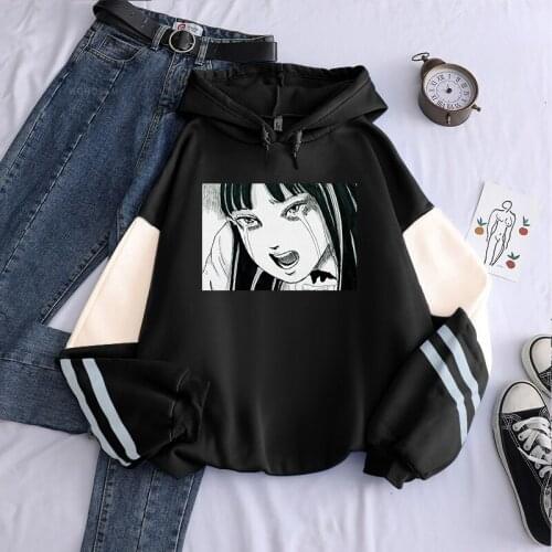 Harajuku Anime The Junji Ito Collection Sad Tomie Hoodies Top Men Women Aesthetic Graphics Hip Hop Streetwear Winter Sweatshirts