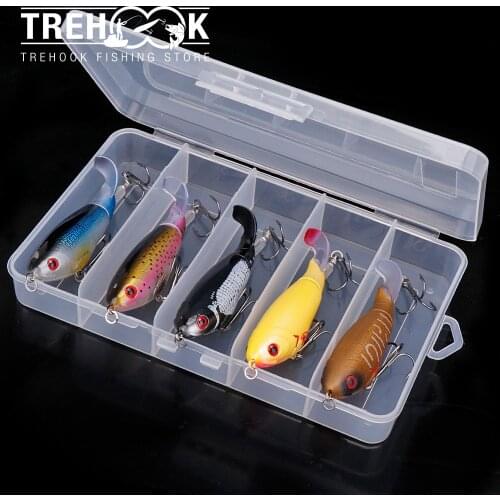 TREHOOK 5pcs 8cm 14g New Topwater Rotate-Tail Fishing Lures Sets Wobblers Pike Artificial Bait Crankbaits Fishing Tackle Box