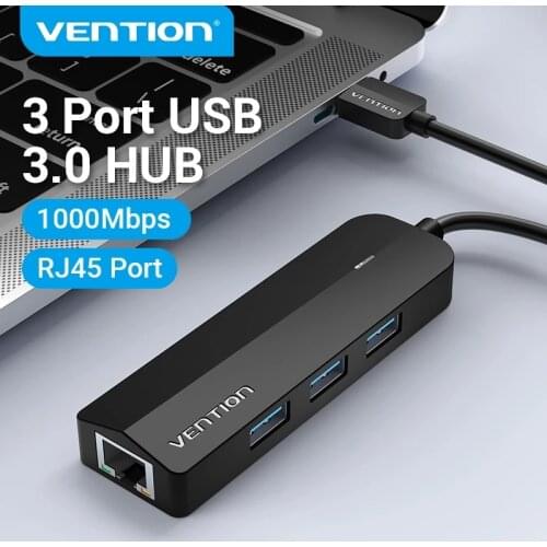 Vention USB Ethernet Adapter 1000Mbps USB 3.0 to RJ45 Hub with Micro USB Charger Port for Macbook Network Hard USB Splitter