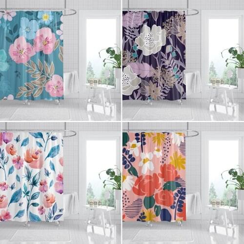 Bathroom Shower Curtain 3D Print Flower Mildew Proof Bath Curtain 180*200CM Shower Curtains Toilet Door Curtain With Hooks