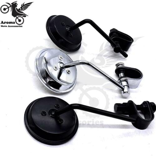 2 colors black silver chrome mini round motorcycle handlebar mirror moto bar side mirrors motorbike rearview mirror scooter part