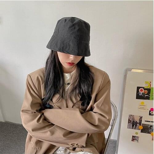 Sa ~ Basic Fisherman Hat Women Net Red Bucket Spring and Summer Sunshade Basin Hat Concave Modeling Draw Rope Tide Bucket Hat