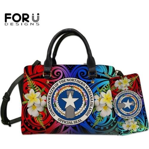 FORUDESIGNS Shoulder Bags for Women Cnmi Polynesian Tribe Design Ladies Large Leather Handbags And Purse Casual Totes Sac A Main