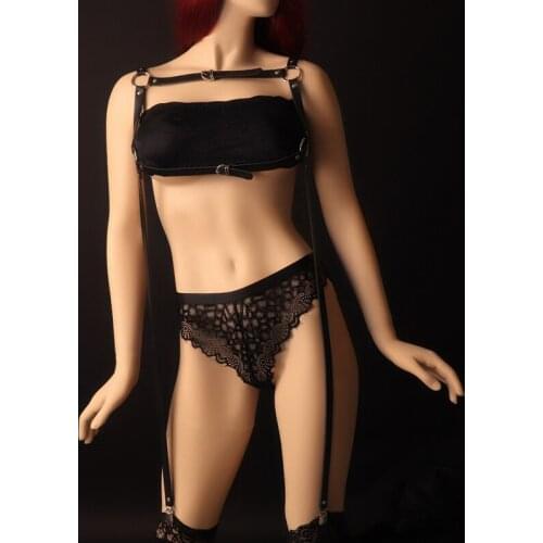 Women Sexy Lingerie Bondage Leather Harness Bra Cage Harajuku BDSM Sex Toys Chest Straps Garter Belts Bind Body Suspenders