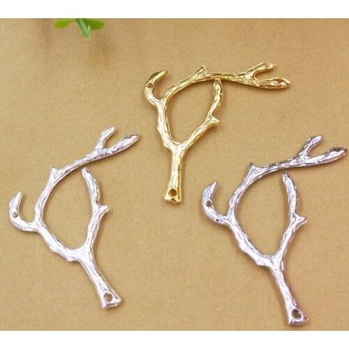 10 PCS 46.2*48mm Fashion Metal Alloy Gold Silver color Rhodium Branch Pendant Charm For Jewelry Making