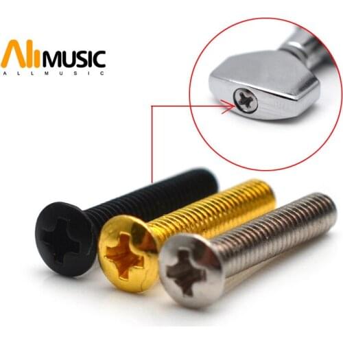100pcs Screw for Installing Guitar Machine Head Tuning Knob Handle Tip 2.5*4.5*12/14/16MM Black/Gold/Chrome