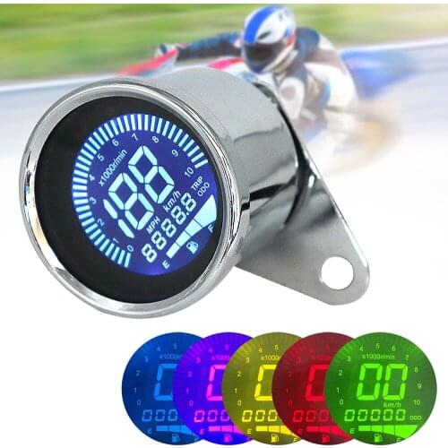 12V Universal Silvery Motorbike Instrument Display Oil Level Meter LCD Gauge Tachometer Motorcycle Digital Speedometer