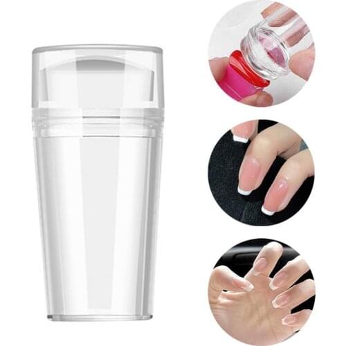 2 Sets/lot Nail Art Stamper with Lid Washable Silicone DIY French Nail Templates Mould Little Tools for Manicure